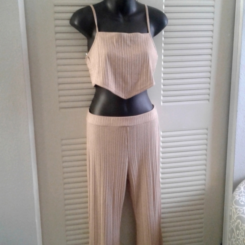 Retro Style, Brand: Bia she, Light Pink,  2 Piece Flared Pants and Halter Top